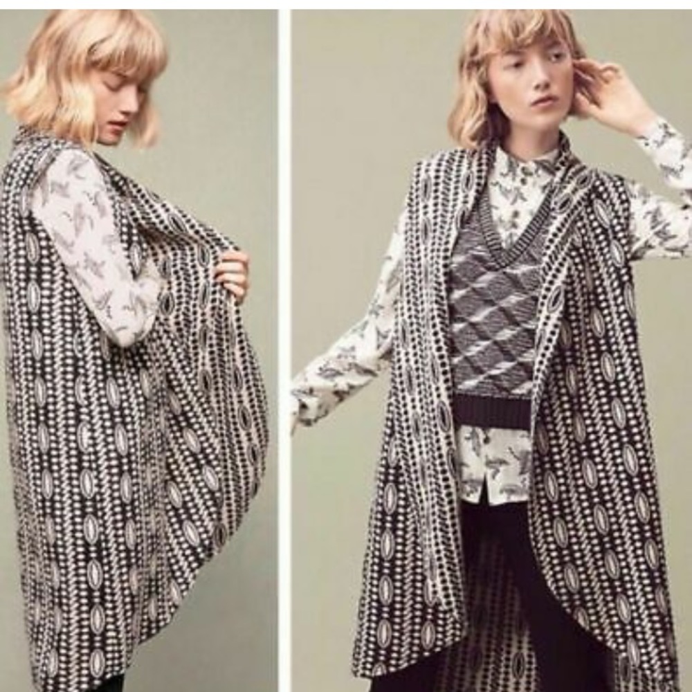 Anthropology Moth Jacquard Wool Duster / XS-SM